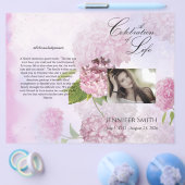 Bi-Fold Pink Hydrangeas Funeral Programme Flyer (Enkel)