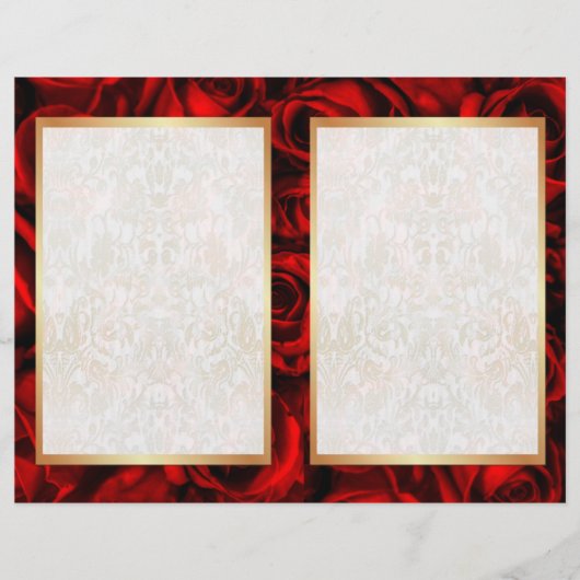 Bi-Fold Red Rose Floral Wedding Programme (Voorkant)