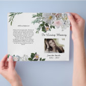 Bi-Fold White Cherry Blossom Roos Funeral Programm Flyer (Hand)