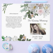 Bi-Fold White Cherry Blossom Roos Funeral Programm Flyer (Enkel)