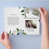 Bi-Fold White Gardenia Funeral Programme Flyer (Hand)