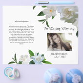 Bi-Fold White Gardenia Funeral Programme Flyer (Enkel)