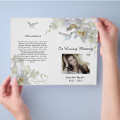 Bi-Fold White Orchids Hummingbird Funeral Programm Flyer (Hand)