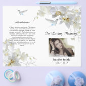 Bi-Fold White Orchids Hummingbird Funeral Programm Flyer (Enkel)