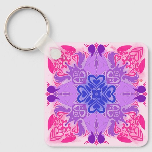 Bi Hearts Radial Art Sleutelhanger (Voorkant)