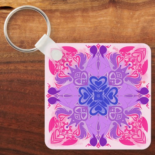 Bi Hearts Radial Art Sleutelhanger (Voorkant)