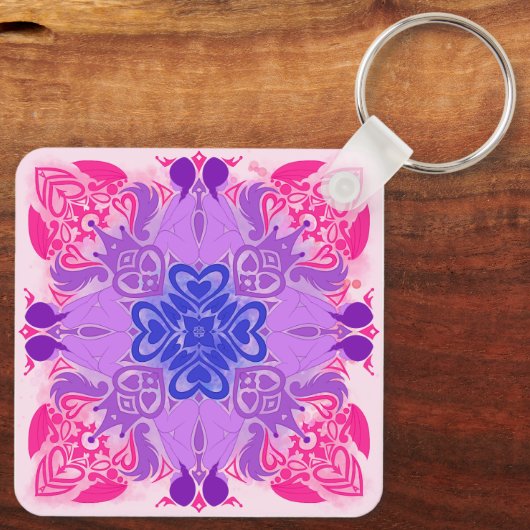 Bi Hearts Radial Art Sleutelhanger (Achterkant)