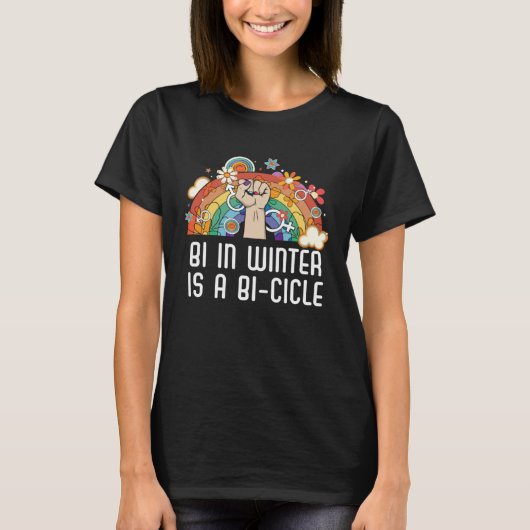 Bi In Winter Is A Bi cicle Bisexual Rainbow Pride  T-shirt (Voorkant)
