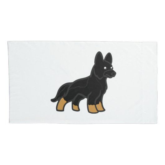 Bi Kleur Duitse Herder Cartoon Kussensloop (Achterkant-Rechts)