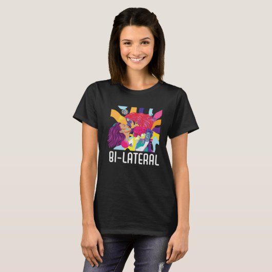 Bi Lateral Bisexual Rainbow Pride Bisexuality LGBT T-shirt (Voorkant volledig)