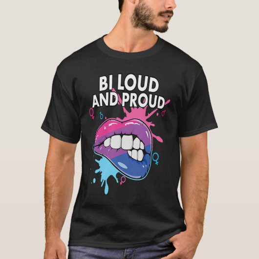 Bi Loud and Proud Bisexual Rainbow Pride Bisexuali T-shirt (Voorkant)
