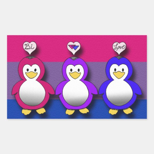 Bi Love Bi Pride Schattigee pinguïns Rechthoekige Sticker (Voorkant)