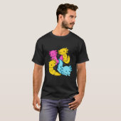 Bi Pansexual Pride Mexican Salamander Axolotl Pile T-shirt (Voorkant volledig)