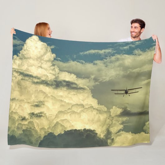 BI-PLANE in de WOLKEN Fleece Deken (In situ)
