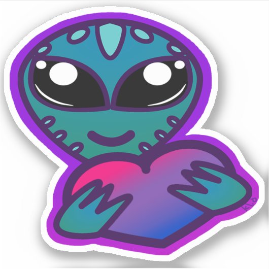 Bi Pride Alien Sticker (Voorkant)