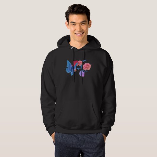 Bi Pride Butterfly Bisexual Flag Flower Hoodie (Voorkant volledig)