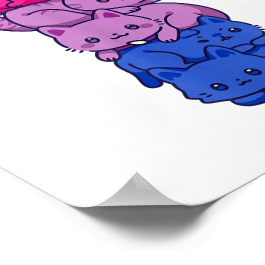 Bi Pride Cat LGBT Bisexual Flag Cute Kawaii Cats P Poster (Hoek)