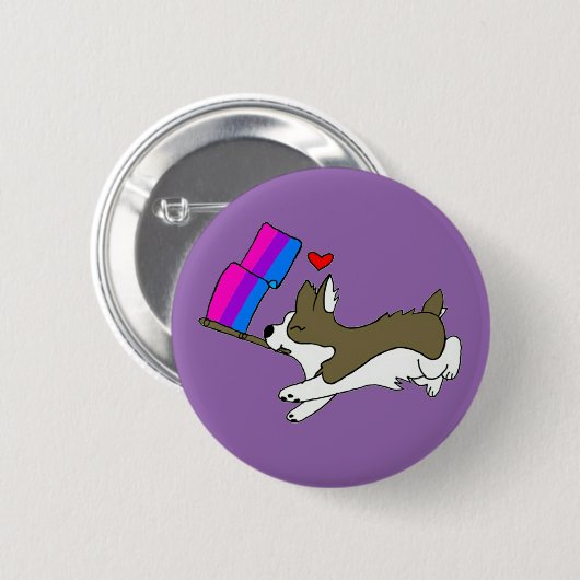 Bi Pride Corgi Pin Ronde Button 5,7 Cm (Voorkant /achterkant)
