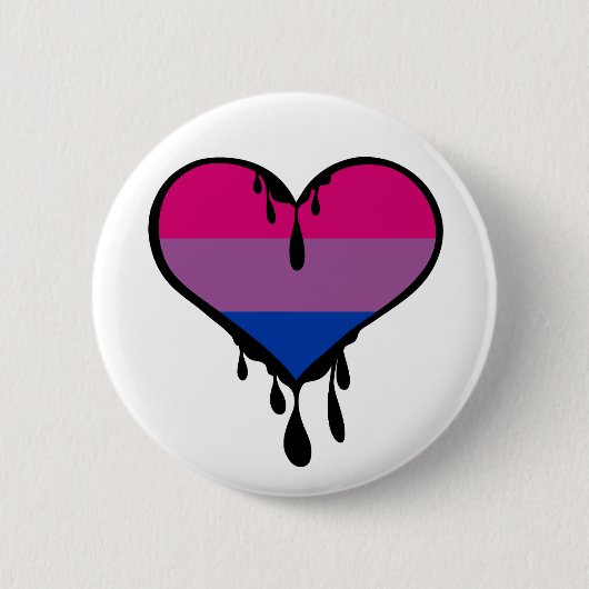 Bi Pride Dripping Heart Ronde Button 5,7 Cm (Voorkant)