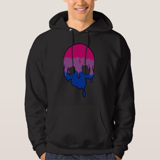 Bi Pride druppelende schedel Hoodie (Voorkant)