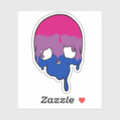 Bi Pride druppelende schedel Sticker (Vel)