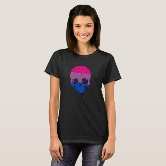 Bi Pride druppelende schedel T-shirt (Voorkant volledig)