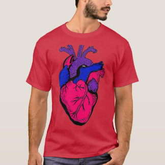 Bi Pride Flag LGB Party Retro Heart Gift T-shirt