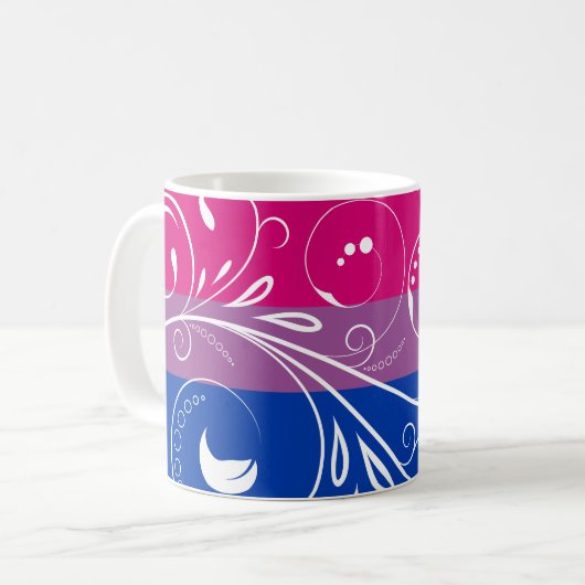 Bi Pride Flag Minimale Floral Bloom Koffiemok (Voorkant links)