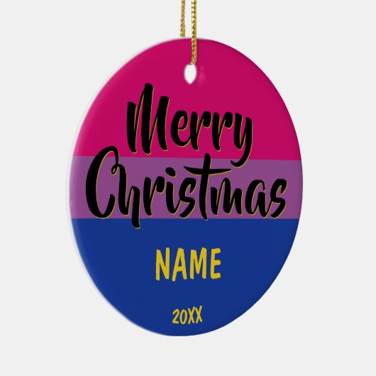 Bi Pride Flag Persoonlijk Kerstfeest Keramisch Ornament (Rechts)