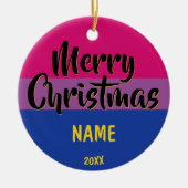 Bi Pride Flag Persoonlijk Kerstfeest Keramisch Ornament (Voorkant)