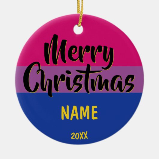 Bi Pride Flag Persoonlijk Kerstfeest Keramisch Ornament (Voorkant)