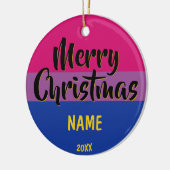 Bi Pride Flag Persoonlijk Kerstfeest Keramisch Ornament (Links)