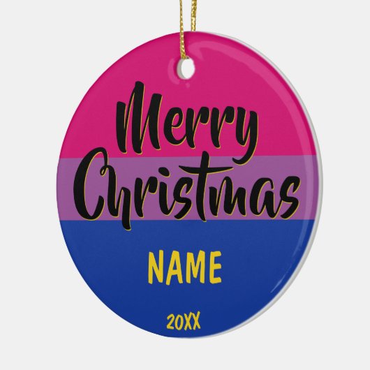 Bi Pride Flag Persoonlijk Kerstfeest Keramisch Ornament (Links)