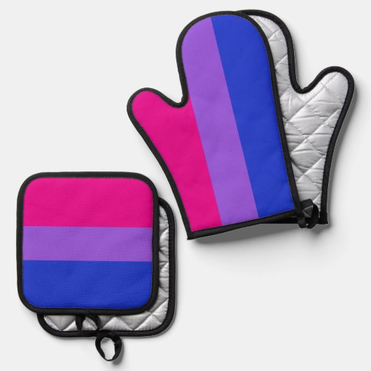 Bi Pride Keuken Beschermers Ovenwant & Pannenlap Set (Voorkant / Achterkant)