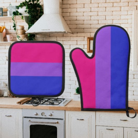 Bi Pride Keukenhandschoenen Ovenwant & Pannenlap Set