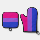 Bi Pride Keukenhandschoenen Ovenwant & Pannenlap Set (Voorkant)