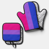 Bi Pride Keukenhandschoenen Ovenwant & Pannenlap Set (Voorkant / Achterkant)