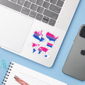 Bi Pride Maps I Sticker (Laptop met iPhone)