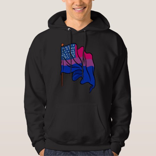 Bi Pride Month Us Flag Bisexual Flag Queer Lgbtq B Hoodie (Voorkant)