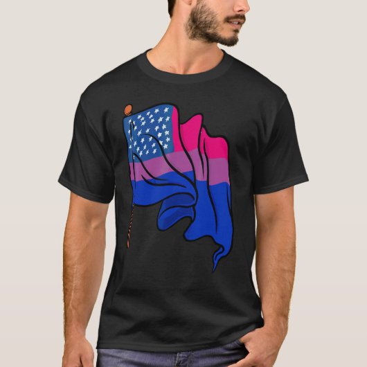 Bi Pride Month Us Flag Bisexual Flag Queer Lgbtq B T-shirt (Voorkant)