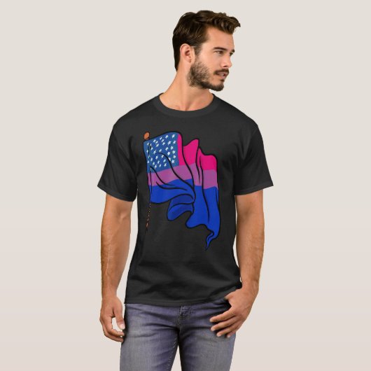 Bi Pride Month Us Flag Bisexual Flag Queer Lgbtq B T-shirt (Voorkant volledig)