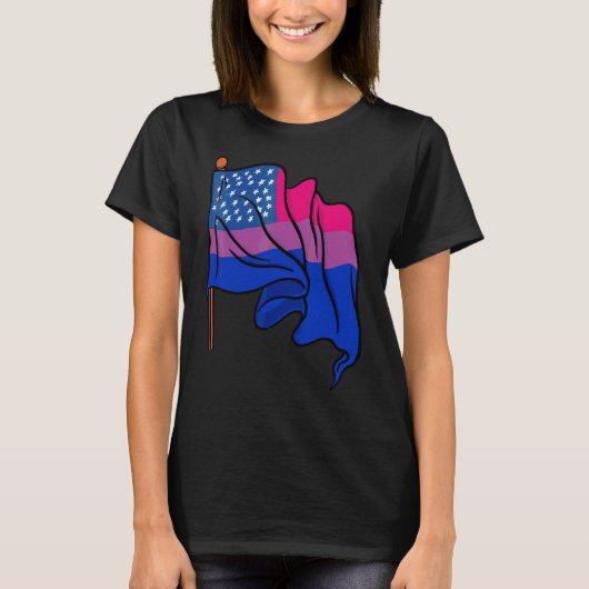 Bi Pride Month Us Flag Bisexual Flag Queer Lgbtq B T-shirt (Voorkant)