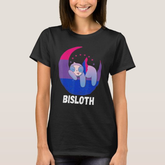 Bi Pride Sloth Moon Bisexual Flag LGBTQ Bisexual B T-shirt (Voorkant)