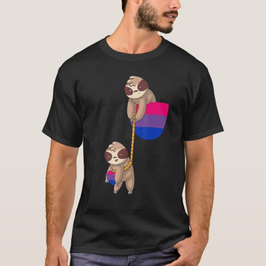 Bi Pride Sloth Pocket Bisexual Flag Bisexuis L T-shirt (Voorkant)