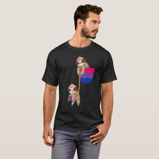 Bi Pride Sloth Pocket Bisexual Flag Bisexuis L T-shirt (Voorkant volledig)