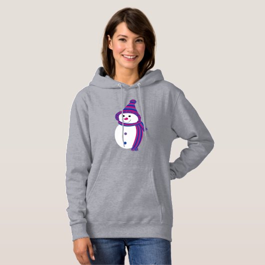 Bi Pride Snowman Snowperson roze paars blauw Hoodie (Voorkant volledig)
