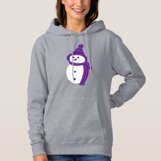 Bi Pride Snowman Snowperson roze paars blauw Hoodie (Voorkant)