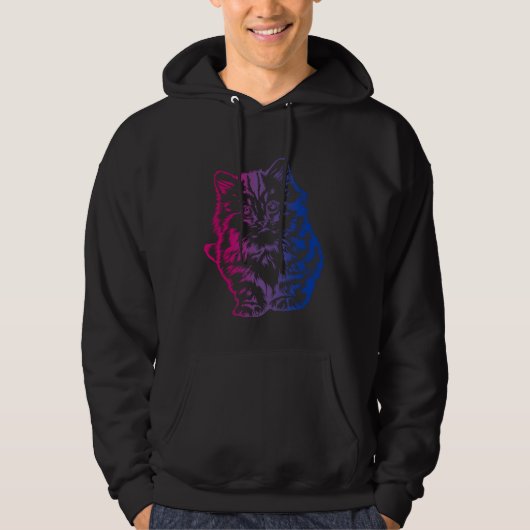 Bi Pride Subtle Cat  LGBTQ Bisexual LGBT Gay Pride Hoodie (Voorkant)