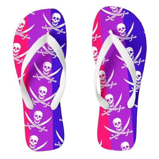 BI-rate Wh Jolly Roger Pride Flag Teenslippers (Voetbed)