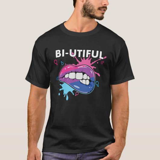 Bi Utiful Bisexual Rainbow Pride Bisexuality LGBTQ T-shirt (Voorkant)